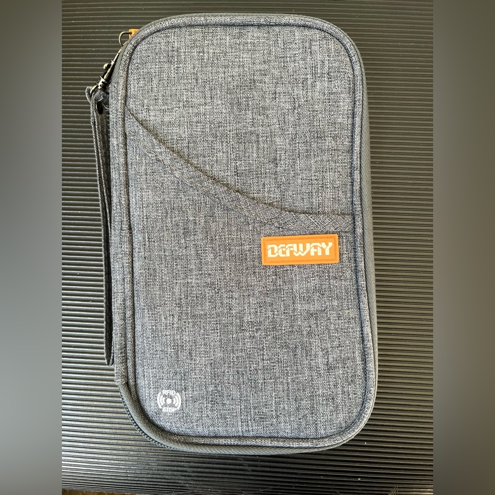 Unisex Defway Blue Travel Organizer Zip Around Wallet RFID blocking